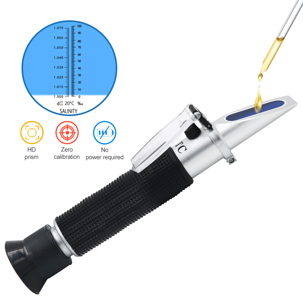 Refractometer Salinity - Ręczny refraktometr zasolenia 0-100% Salinometr 1.000-1.070SG